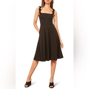 Reformation Black Midi Eda Dress
